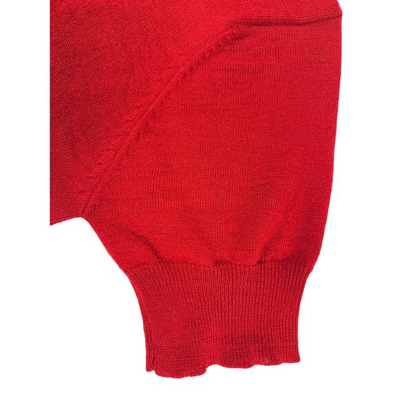 Vintage 80s Oleg Cassini Women’s L Red Knit Short Sleeve Sweater Hong Kong - Picture 8 of 8